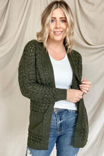 Open Front Woven Texture Knitted Cardigan With Pockets