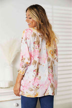 Double Take Floral Round Neck Three-Quarter Sleeve Top
