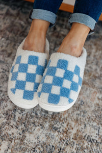 Checked Out Slippers in Blue
